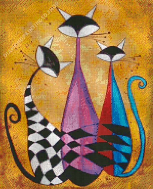 Abstract Cats Art Diamond Painting