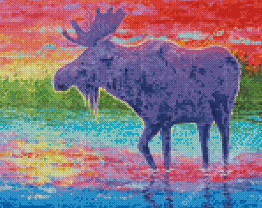 Abstract Purple Moose Diamond Painting