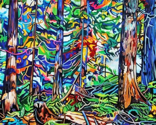 Abstract Old Growth Trees Diamond Painting