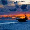 Aircraft Carrier At Sunset Diamond Painting