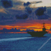 Aircraft Carrier At Sunset Diamond Painting