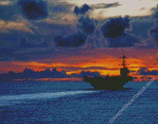 Aircraft Carrier At Sunset Diamond Painting