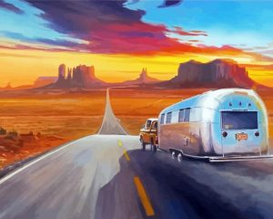 Airstream On Road Diamond Painting