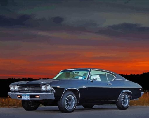 Black 1969 Chevrolet Chevelle Diamond Painting