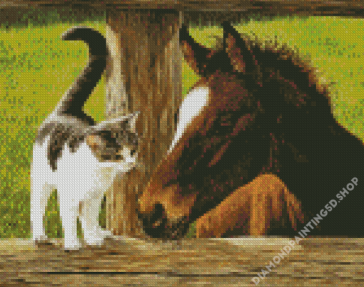 Cat And Horse Art Diamond Painting