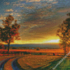 Country Sunset Landscape Diamond Painting