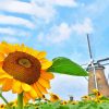 Dutch Windmill And Sunflower Diamond Painting