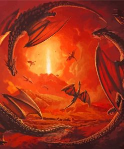Fantasy Circular Dragons Art Diamond Painting