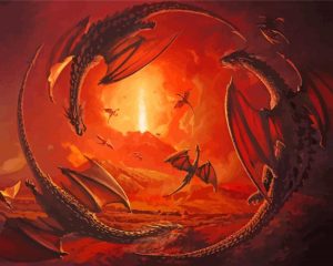 Fantasy Circular Dragons Art Diamond Painting