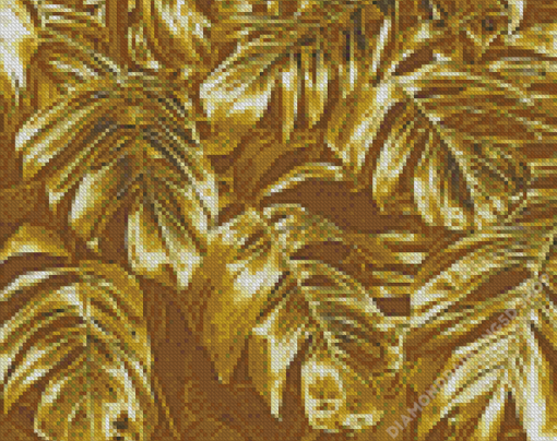 Gold Tropical Leaves Diamond Painting