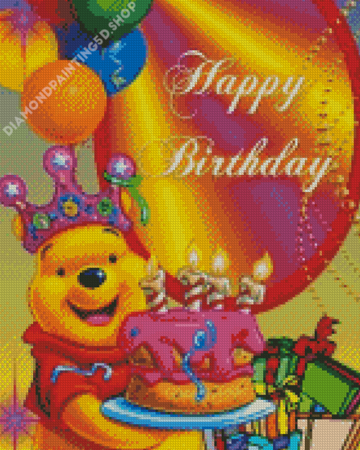 Happy Birthday Winnie The Pooh Poster Diamond Painting