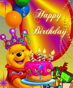 Happy Birthday Winnie The Pooh Poster Diamond Painting