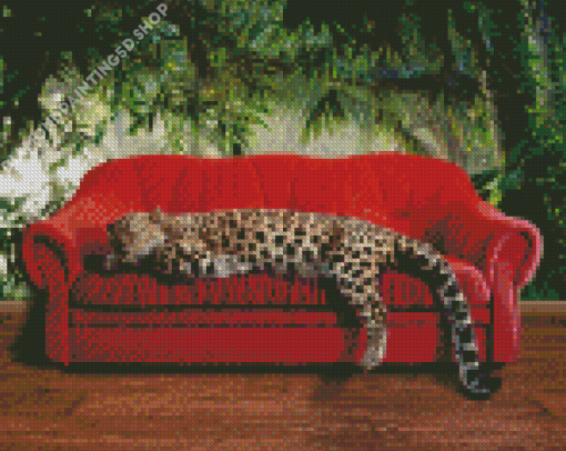 Leopard On Sofa Diamond Painting
