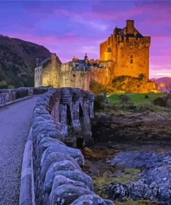 Road To Eilean Donan Castle At Sunset Diamond Painting