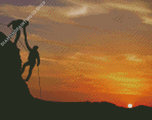 Rock Climbing Silhouette Sunset Diamond Painting