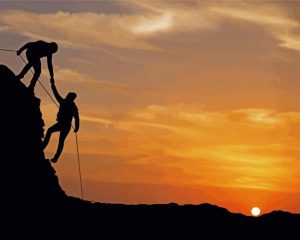 Rock Climbing Silhouette Sunset Diamond Painting