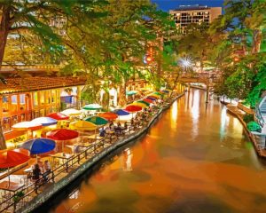 San Antonio River Walk At Night Diamond Painting