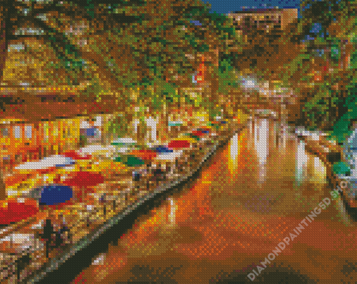 San Antonio River Walk At Night Diamond Painting