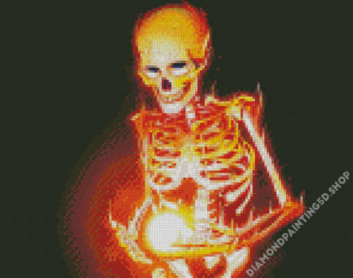 Skelton On Fire Diamond Painting