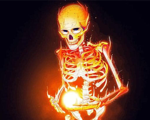 Skelton On Fire Diamond Painting