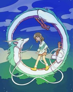 Spirited Away Circular Dragons Art Diamond Painting