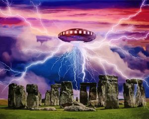 Stonehenge And Spaceship Diamond Painting