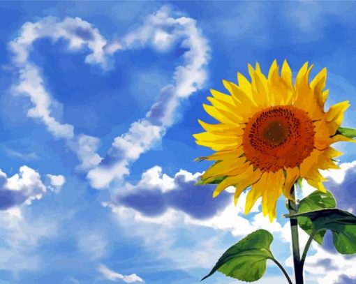 Sunflower And Heart Diamond Painting