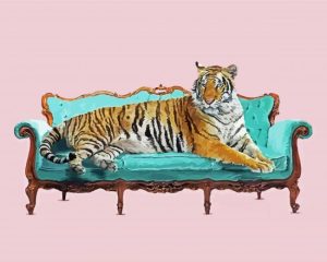 Tiger On Sofa Diamond Painting