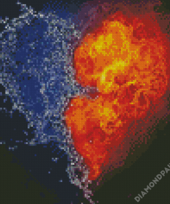 Water And Fire Heart Diamond Painting
