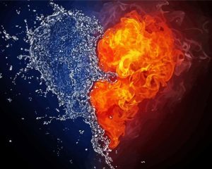 Water And Fire Heart Diamond Painting