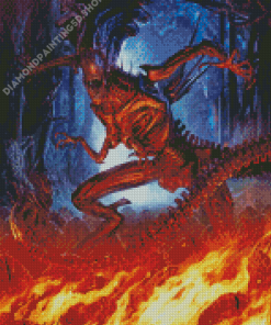 Xenomorph On Fire Diamond Painting