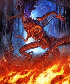 Xenomorph On Fire Diamond Painting