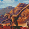 Aesthetic Velociraptor Illustration Diamond Painting