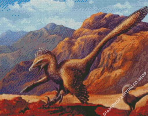 Aesthetic Velociraptor Illustration Diamond Painting