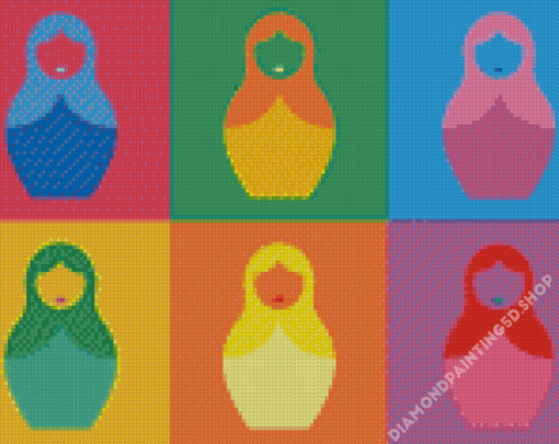 Colorful Nesting Doll Illustration Diamond Painting