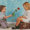 Happy Boy Giving A rose To Cute Girl Diamond Painting