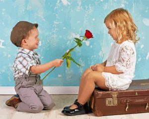 Happy Boy Giving A rose To Cute Girl Diamond Painting