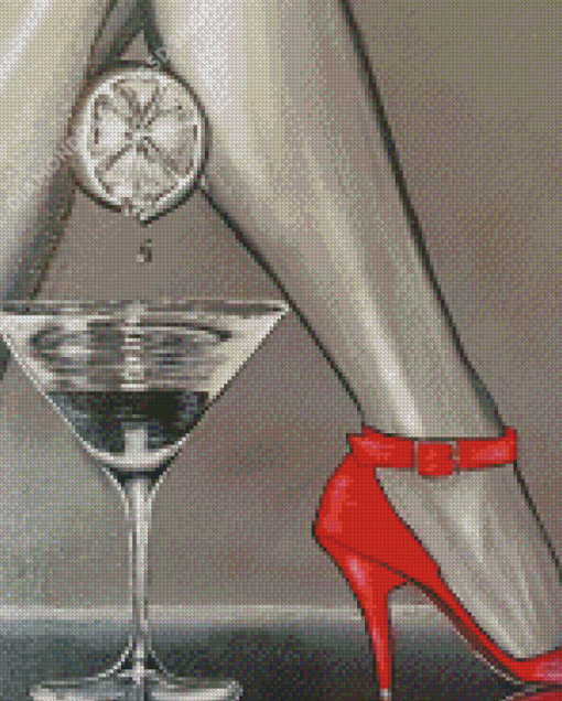 Monochrome Red Shoes Diamond Painting