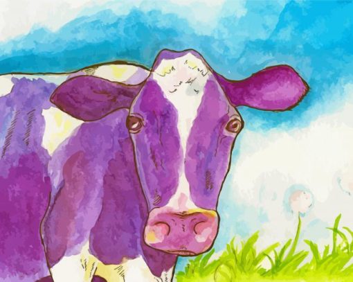 Purple Cow Diamond Painting