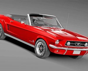 Red Mustang car 1967 Diamond Painting