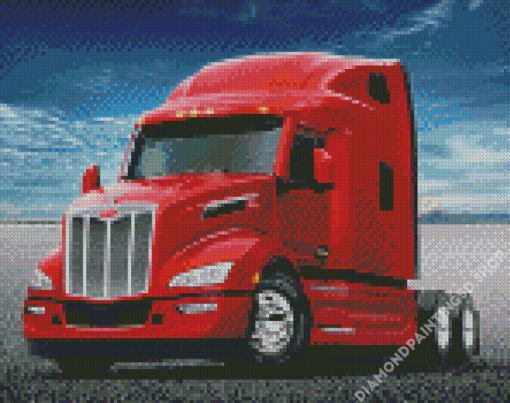 Red Peterbilt Semi Diamond Painting