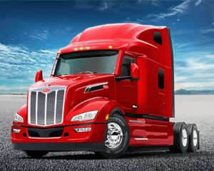 Red Peterbilt Semi Diamond Painting