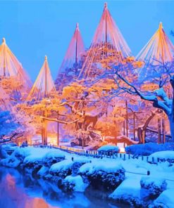 Snowy Kenrokuen Garden Kanazawa Diamond Painting