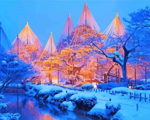 Snowy Kenrokuen Garden Kanazawa Diamond Painting