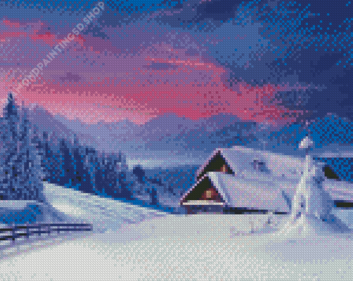 Sunset Landscape Snow Diamond Painting