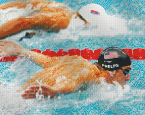 Swimmers In Swimming Competition Diamond Painting