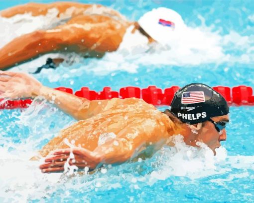 Swimmers In Swimming Competition Diamond Painting