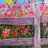 Wooden Fence And Flowers Diamond Painting