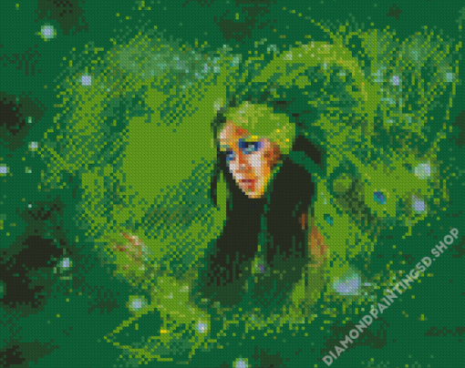 Aesthetic Green Lady Art Diamond Painting