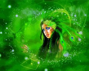 Aesthetic Green Lady Art Diamond Painting